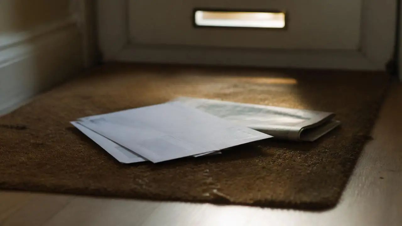 Unopened lender letters piled on the doormat of a UK home