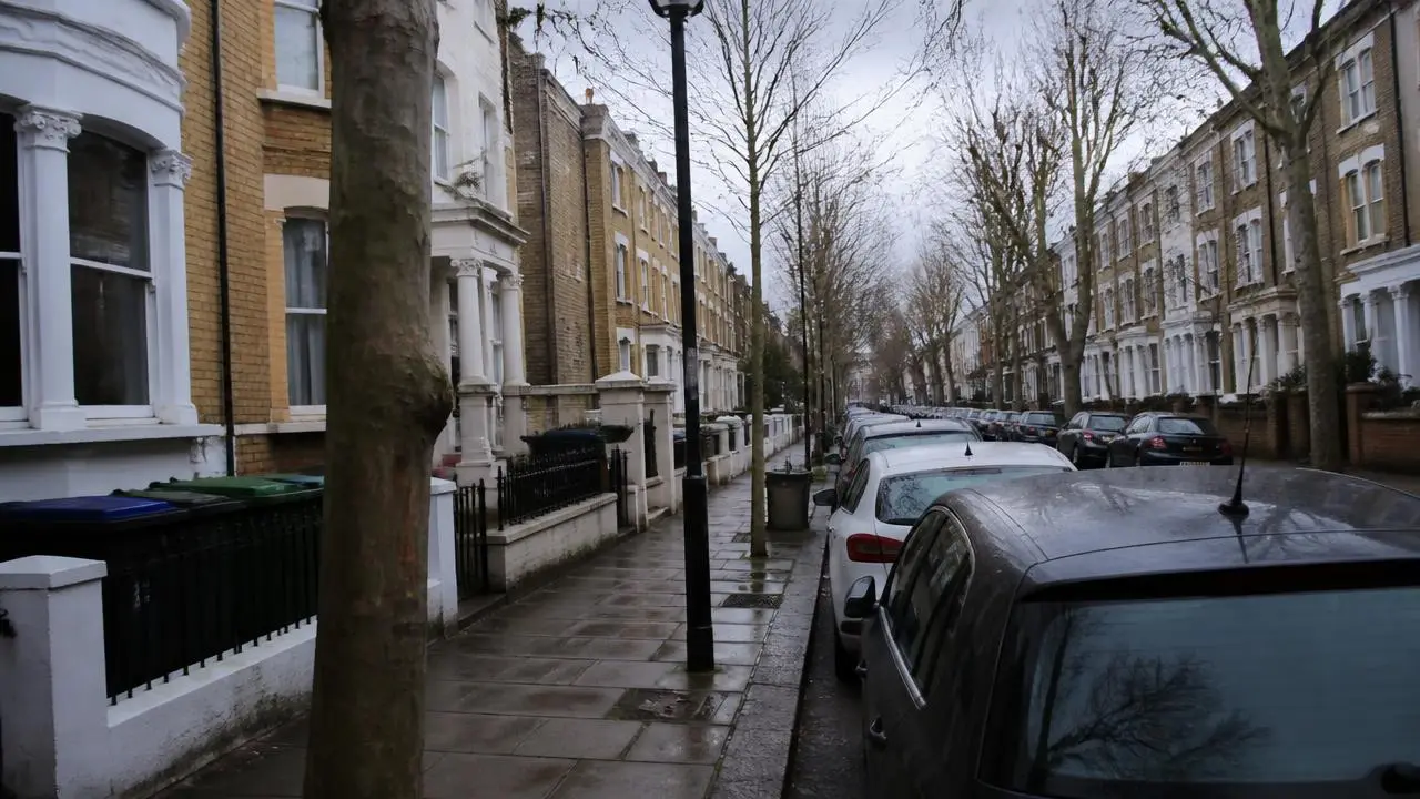 Street of Victorian terraced houses in London
